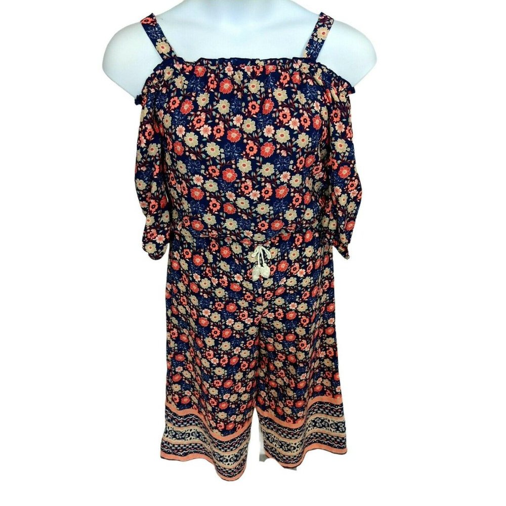 Sequin Hearts GIRLS Floral Off Shoulder Jumpsuit Size XL